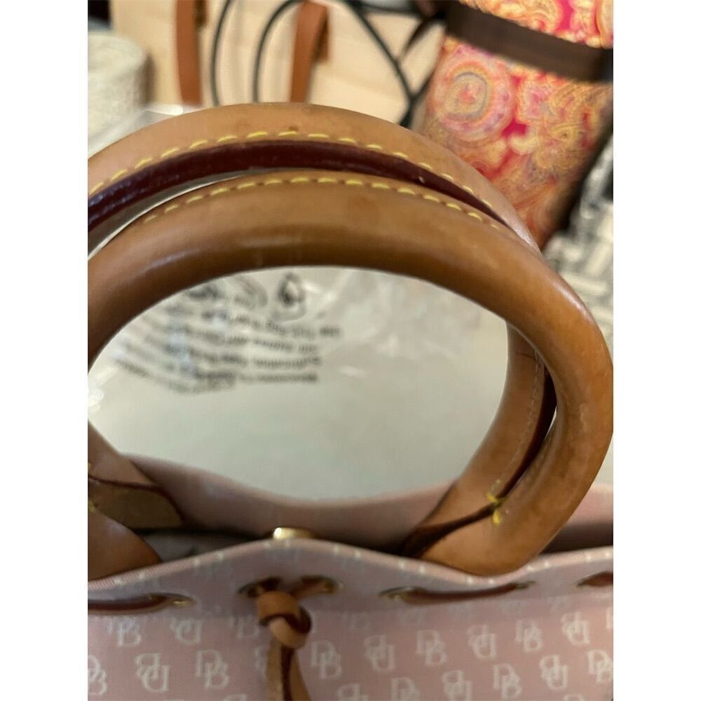 Vintage Dooney & Bourke Pink DB Signature Shoulder Bag Tassel Accent - Picture 2 of 10